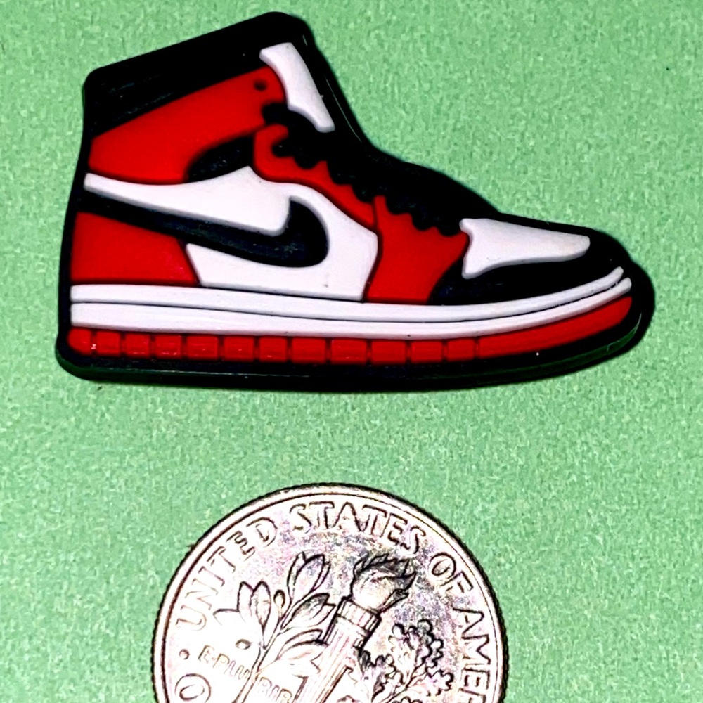 (10 for $15) Nike Red, White & Black Tennis Shoes Crocs Shoe Charms